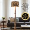 Ahşap Ayaklı Toile de Jouy Desenli Kumaş ve Metal Kasnaklı Başlık Lambader - Görsel 7