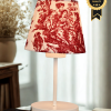 Vintage Beyaz Ayak Bordo Başlık Toile De Jouy Masa Lambası Abajur