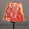 Vintage Siyah Ayak Toile De Jouy Masa Lambası Abajur Bordo Başlık - Görsel 4